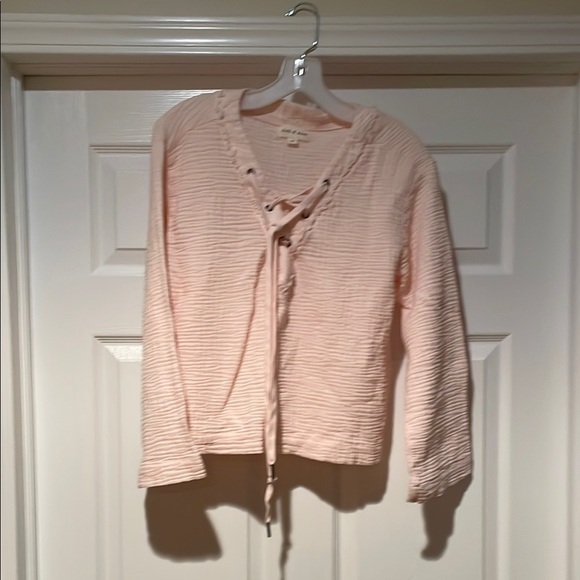 Cloth & Stone Pink Lace-Up Blouse - Picture 1 of 3